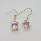 Pair of Sterling Silver Purple Crystal Hook Drop Earrings Contemporary c2000