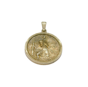 Sterling Silver Raised Edge St Christopher Travel Charm Pendant Vintage c1970s