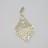Sterling Silver Celtic Style Patterned Leaf Shape Charm Pendant Vintage c1970