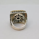 Sterling Silver Gold Front Black Onyx Gothic Style Ring Vintage c1970 Size P