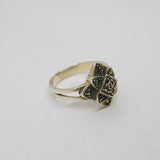 Sterling Silver Marcasite Tiered Front Deco Style Ring Modern c1990 Size K 1/2