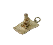 Sterling Silver Figure Sat On Rug Charm Pendant Vintage c1970