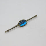 Sterling Silver Art Deco Morpho Butterfly Wing Oval Bar Brooch Antique c1920's