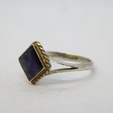 Sterling Silver & Derbyshire Blue John Set Dress Ring Vintage c1970s