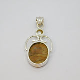 Sterling Silver Oval Mother Of Pearl & Pearl Large Drop Pendant Modern c1990s