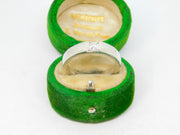 Sterling Silver Square Set CZ Solitaire Ring Vintage c1970 Size Q 1/2