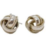 Pair of Sterling Silver Knot Ball Patterned Stud Earrings Vintage c1970