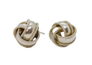 Pair of Sterling Silver Knot Ball Patterned Stud Earrings Vintage c1970