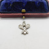 Sterling Silver Crossed Tennis Rackets Charm Pendant Vintage c1970