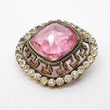 19th Century Sterling Silver, Pink & White Paste Statement Brooch Antique c1890s