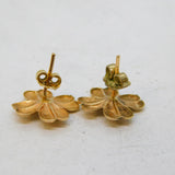 9ct Yellow Gold Four-Leaf Lucky Clover Stud Earrings Vintage 1959 London