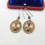 Sterling Silver Filigree Dangle Drop Nouveau Earrings Antique c1920 Art Deco