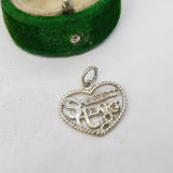 Sterling Silver Sweet Heart Charm Pendant Vintage c1970