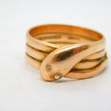 Victorian 9ct Rose Gold Coiled Snake Band Ring Antique 1893 Birmingham