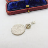 Sterling Silver Iridescent Drop Charm Pendant Vintage c1970