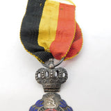 20th Century Belgium Silver & Enamel Civil Service Medal Antique c1930