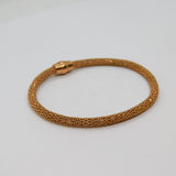 Rose-Gold On Sterling Silver Italian Popcorn Style Cuff Bracelet Modern c2000