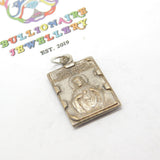 Silver Plated French Roman Catholic Lourdes Pendant Antique c1930 Art Deco