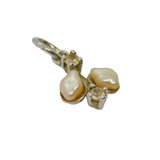 Sterling Silver Spinel & Freshwater Pearl Floral Charm Pendant Vintage c1970s