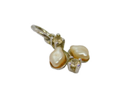 Sterling Silver Spinel & Freshwater Pearl Floral Charm Pendant Vintage c1970s