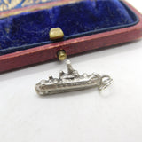 Sterling Silver Battleship Charm Pendant Vintage c1970