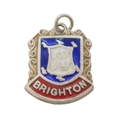 Sterling Silver Enamel Brighton Shield Charm Pendant Vintage c1970