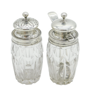 William IV Pair of Sterling Silver & Cut Glass Cruet Bottles Antique 1833 London