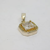 Sterling Silver Square Paste & Spinel Art Deco Style Charm Pendant Vintage c1970