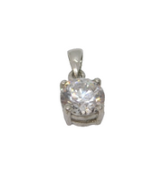 Sterling Silver CZ Solitaire Drop Pendant Vintage c1970