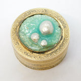 19th Century French Sterling Silver Gilt & Enamel Top Pill Box Antique c1880