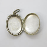 Victorian Sterling Silver Floral Pattern Sweetheart Locket Pendant Antique