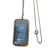 Art Deco Sterling Silver Mounted Morpho Butterfly Wing Pendant Necklace Antique