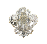 Victorian French Silver Plated Joan of Arc Brooch Pin Antique c1860s