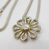 Sterling Silver Floral Pattern Pendant Necklace Vintage c1980s