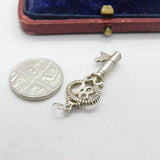 Sterling Silver 18th Birthday Key Charm Pendant Vintage c1970