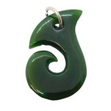 Sterling Silver New Zealand Nephrite Jade Maori Fish Hook Pendant Antique c1920