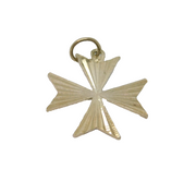 Sterling Silver Stripy Textured Maltese Cross Charm Pendant Vintage c1970s