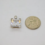 Sterling Silver Princess Cut Cubic Zirconia Sparkling Pendant Modern c1990s