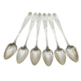 Victorian Irish Set of Six Sterling Silver Crested Teaspoons Antique 1863 Dublin