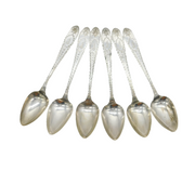 Victorian Irish Set of Six Sterling Silver Crested Teaspoons Antique 1863 Dublin
