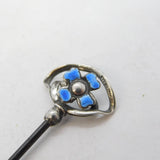 Charles Horner Sterling Silver & Enamel Floral Hat Pin Antique c1910s