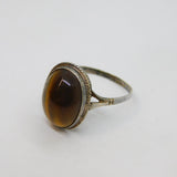 Sterling Silver Cabochon Tiger's Eye Statement Band Ring Vintage c1970 Size U