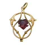Victorian Rolled Gold Heart Cut Purple Paste Lavalier Pendant Antique c1890s