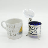 Victorian Sterling Silver Bird & Floral Pattern Mustard Pot Antique Birmingham