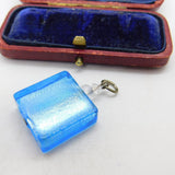 Sterling Silver Blue Glass Perfume Bottle Charm Pendant Vintage c1970