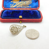 White Metal & Opal Drop Charm Pendant Vintage c1970