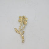 Sterling Silver Bright Cut Sapphire Set Textured Flower Brooch Vintage c1990
