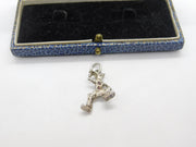 Sterling Silver Cartoon Dancing Clown Charm Pendant Vintage c1970