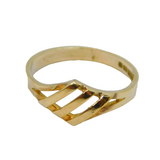 Gold On Sterling Silver Diagonal Stripes Dress Ring Vintage c1970 Size K 1/2