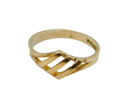Gold On Sterling Silver Diagonal Stripes Dress Ring Vintage c1970 Size K 1/2